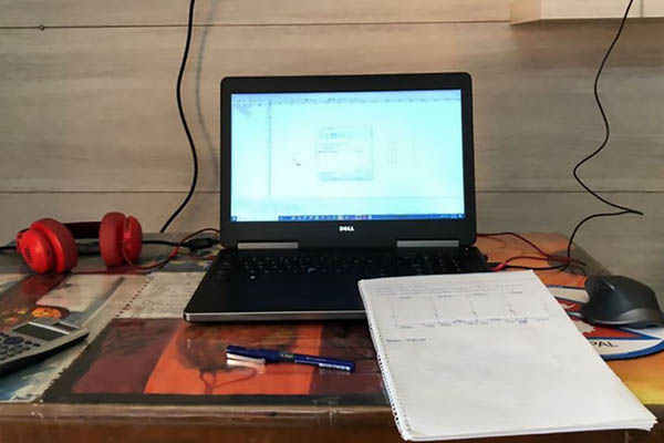 A students at home work area