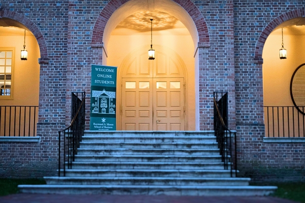 Wren Building with Welcome Banner