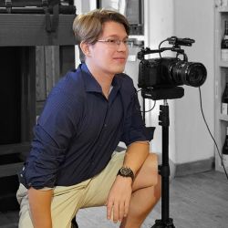 Gabe Kuenzli on set filming