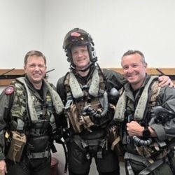 CAPT Bo "Spacecamp" Huddleston, CDR Peter "Smelly Cat" Daniels, and CDR Andy "sMedium" Carlson.